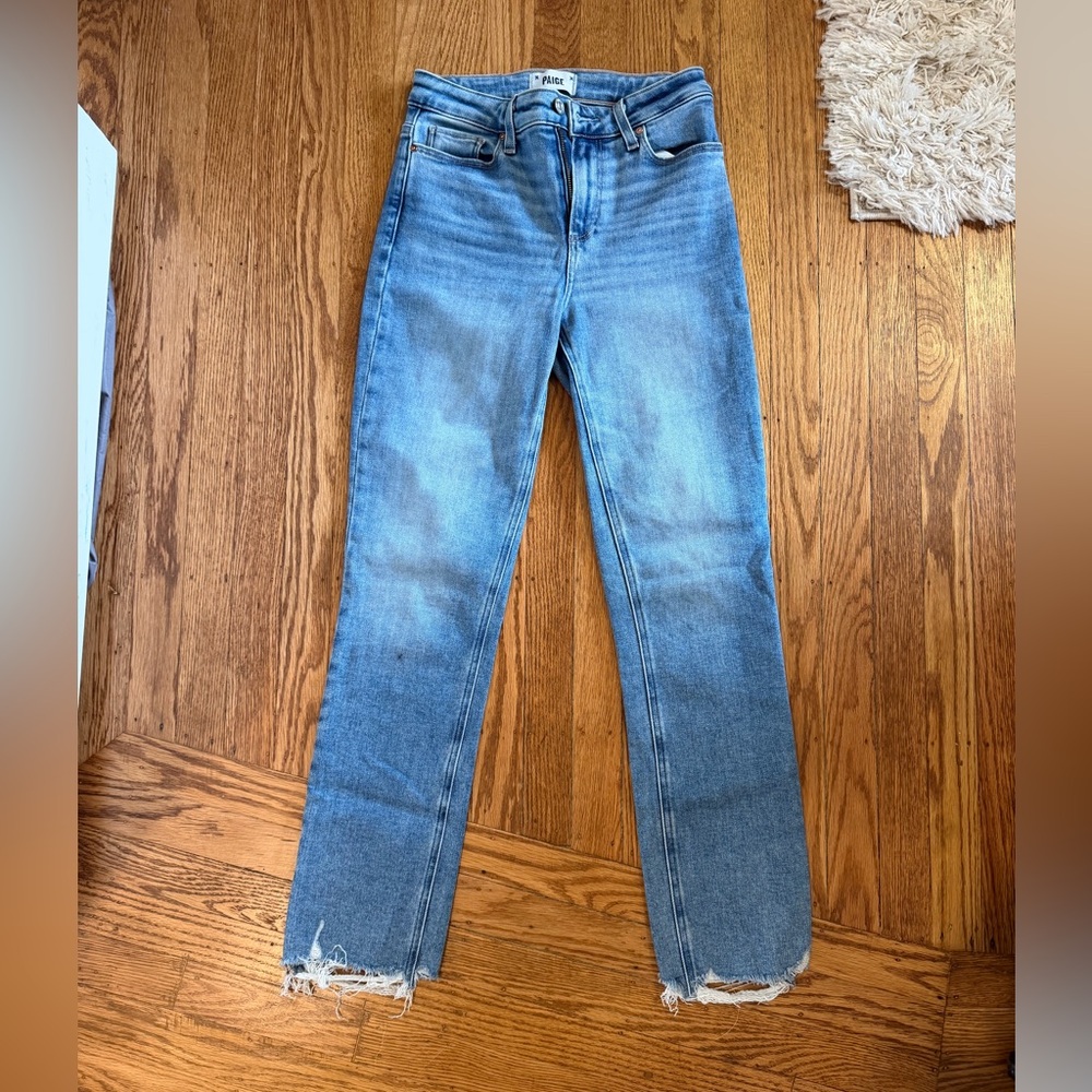 PAIGE Cindy High Rise Straight Leg Jeans - raw hem